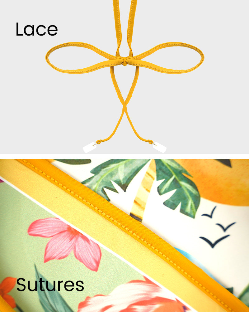 Reversible Floral Print Tie-Strap One-Piece Swimsuit