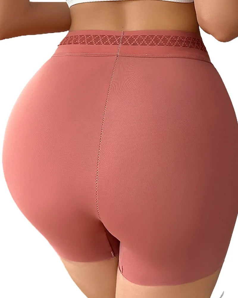 Solid Color Hip-Lifting and Tummy-Controlling Mid-Rise Body-Shaping Shorts