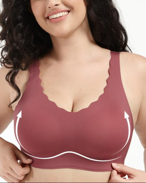 Soft V-Neck Scalloped Bra