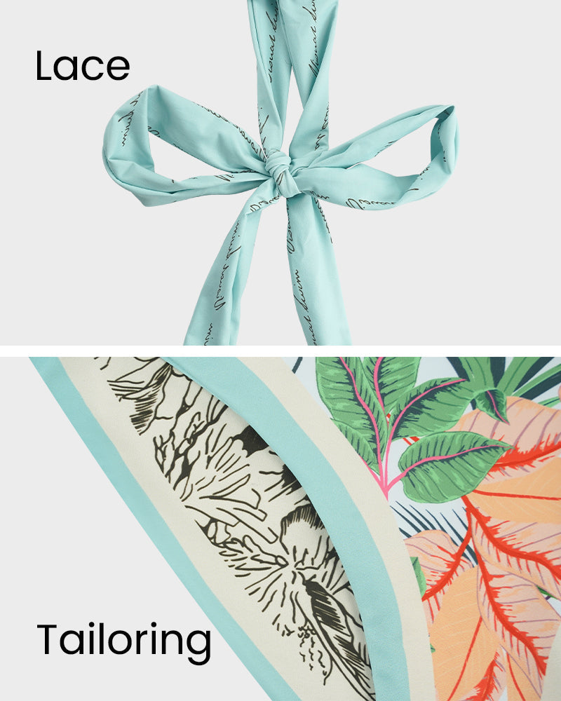 Reversible Tie-Strap Floral Print One-Piece Swimsuit