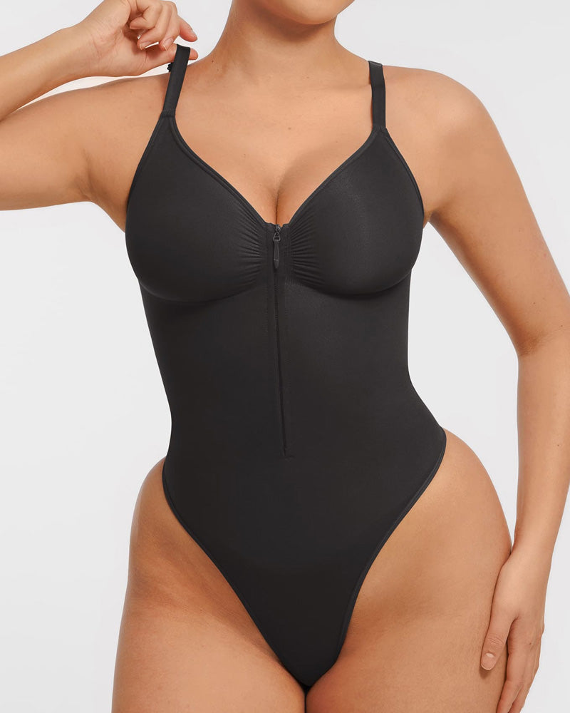 Women's Solid Color Tummy Tuck Seamless Zipper Body Shaper