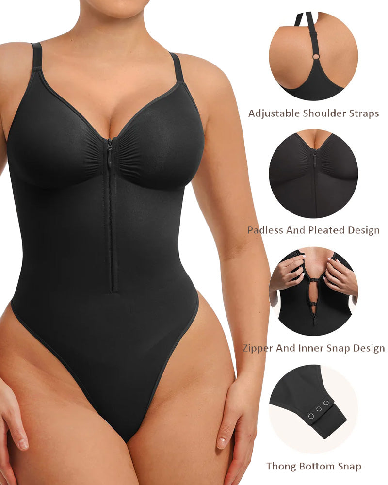 Women's Solid Color Tummy Tuck Seamless Zipper Body Shaper