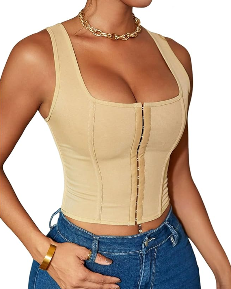 Women's Sexy Sleeveless Solid Color Corset Top
