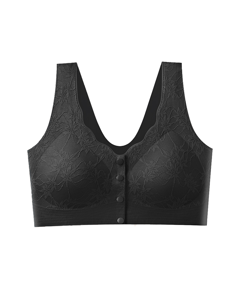 Women's Front Button Lace Seamless Push-Up Breathable Bra