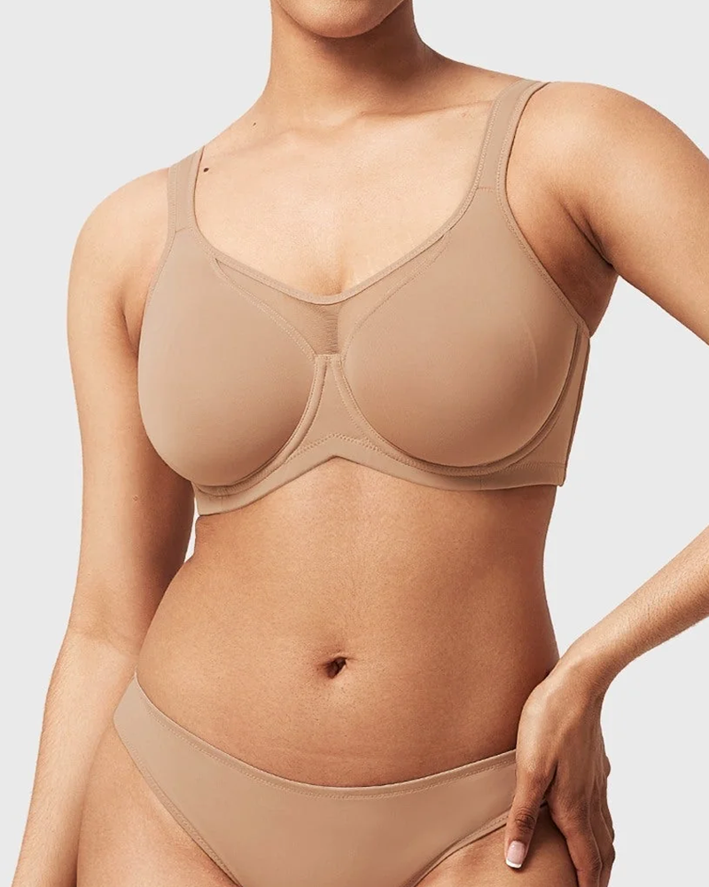 Women's Smooth Unlined Mesh Plus Size Underwire Bra
