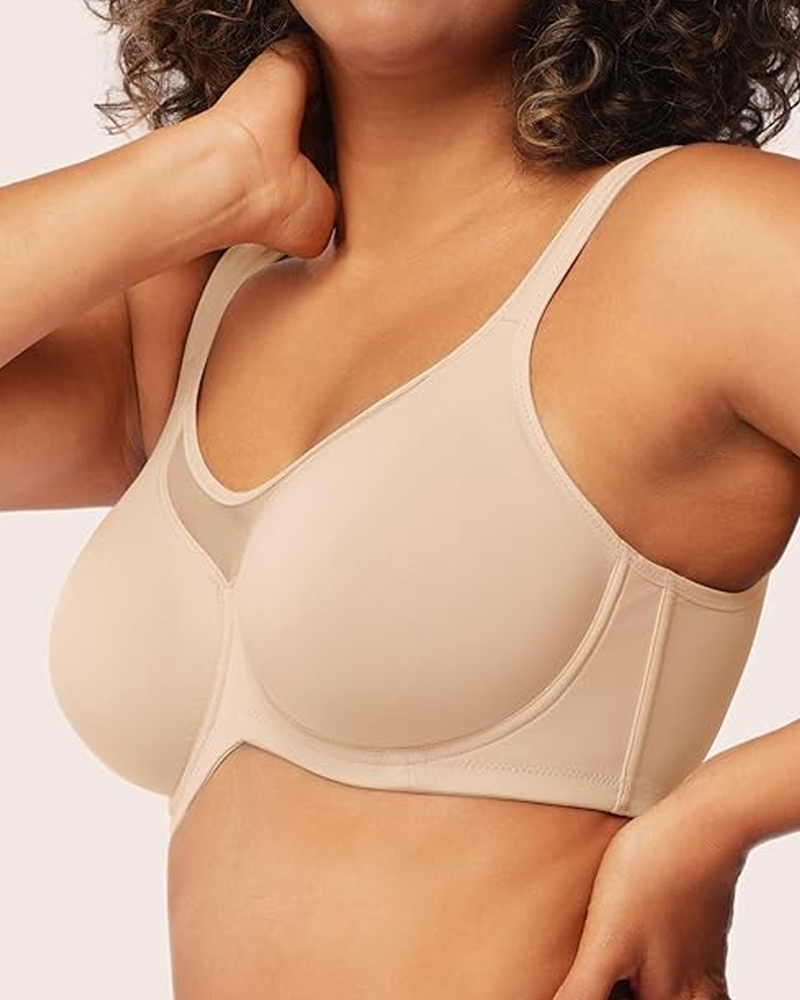 Women's Smooth Unlined Mesh Plus Size Underwire Bra
