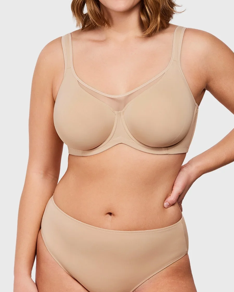 Women's Smooth Unlined Mesh Plus Size Underwire Bra