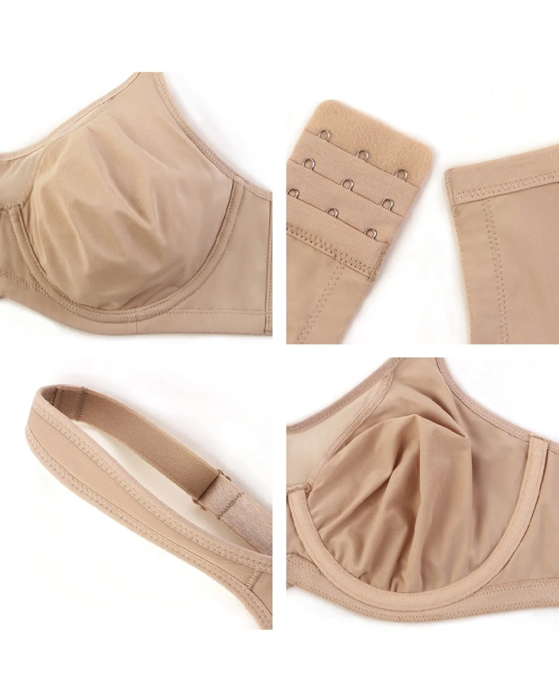 Women's Smooth Unlined Mesh Plus Size Underwire Bra