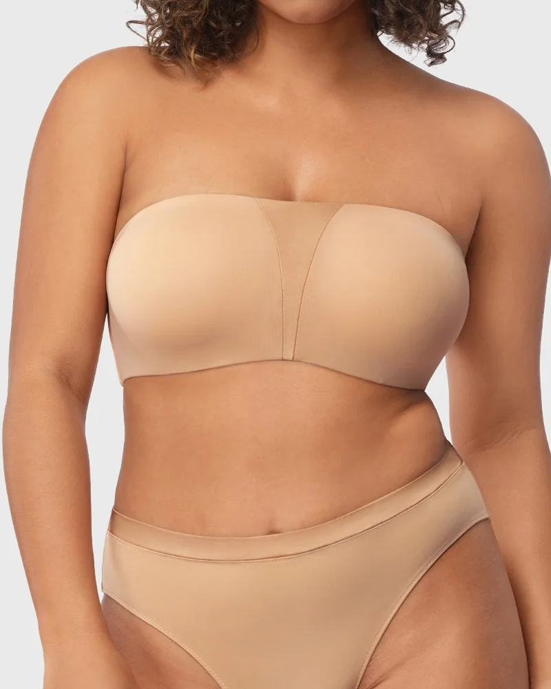 Women's Unlined Seamless Comfort Non-slip Underwire Plus Size Bandeau Strapless Bra