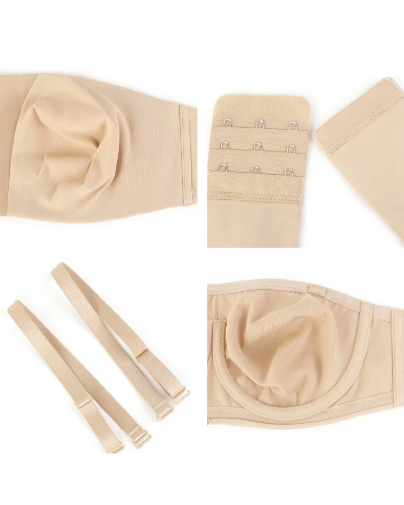 Women's Unlined Seamless Comfort Non-slip Underwire Plus Size Bandeau Strapless Bra