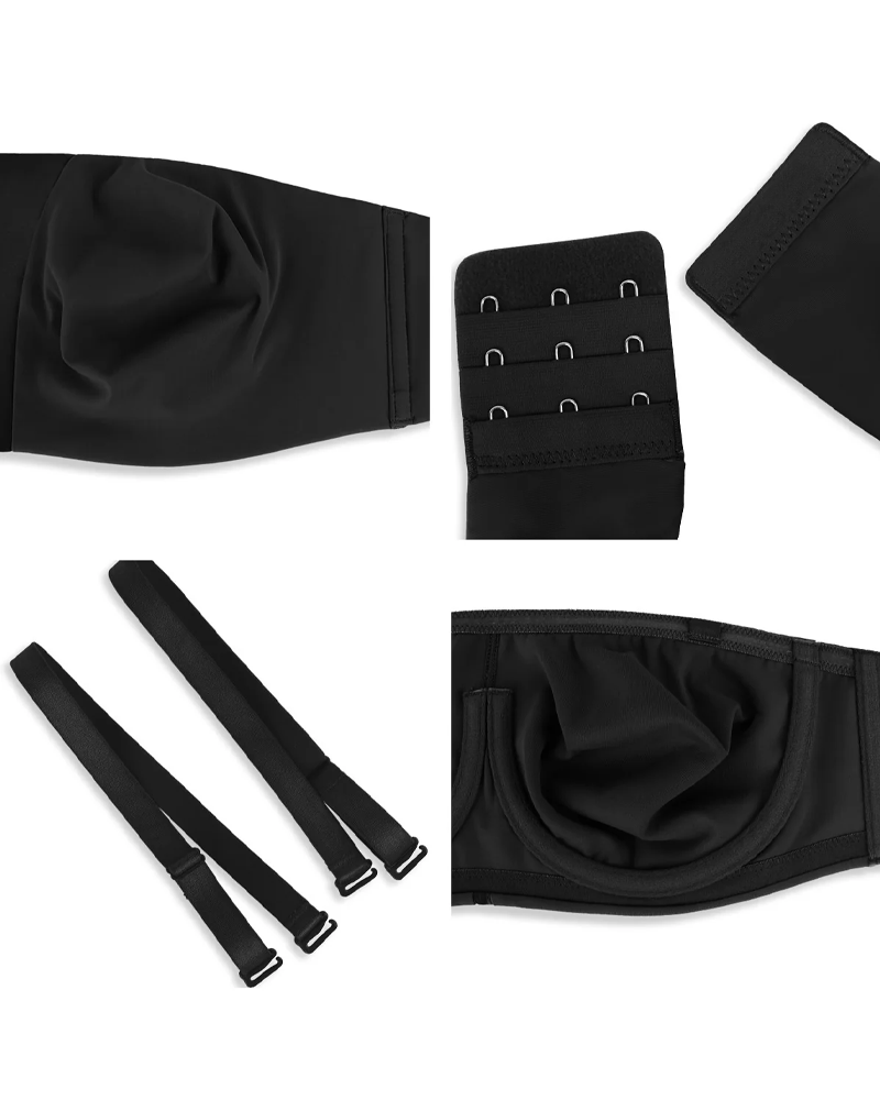 Women's Unlined Seamless Comfort Non-slip Underwire Plus Size Bandeau Strapless Bra