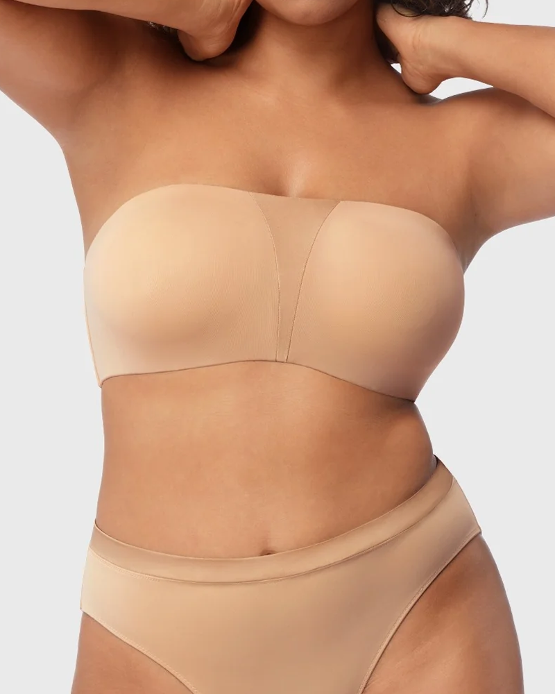 Women's Unlined Seamless Comfort Non-slip Underwire Plus Size Bandeau Strapless Bra