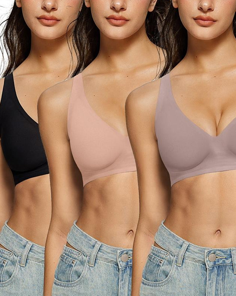 Women's Deep V Wire-free Push-up Adjustable Seamless Bra