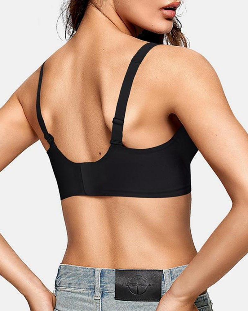 Women's Deep V Wire-free Push-up Adjustable Seamless Bra