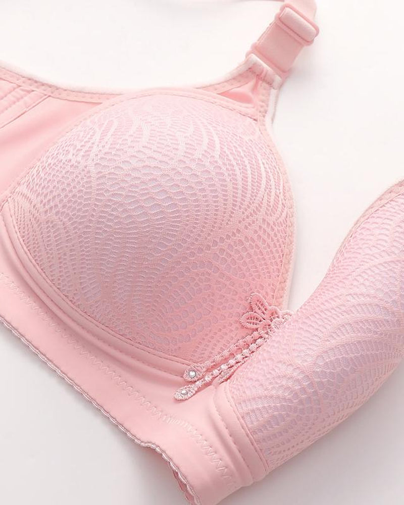 Women's Adjustable Support Straps Wirefree Comfort Push Up Jacquard Bra