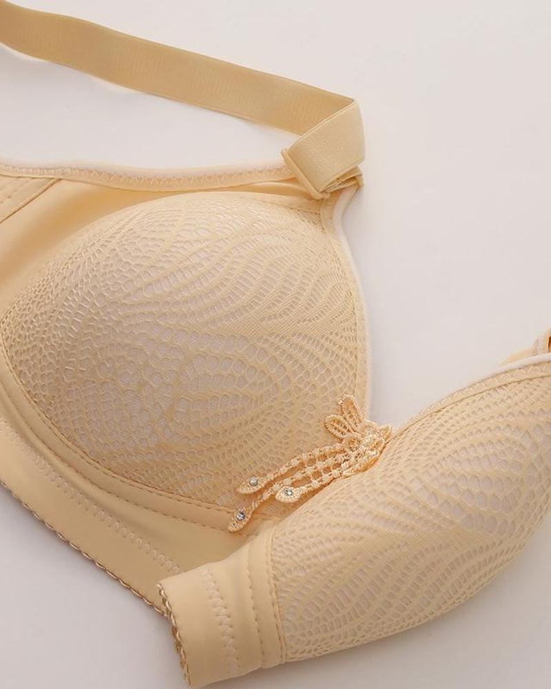 Women's Adjustable Support Straps Wirefree Comfort Push Up Jacquard Bra