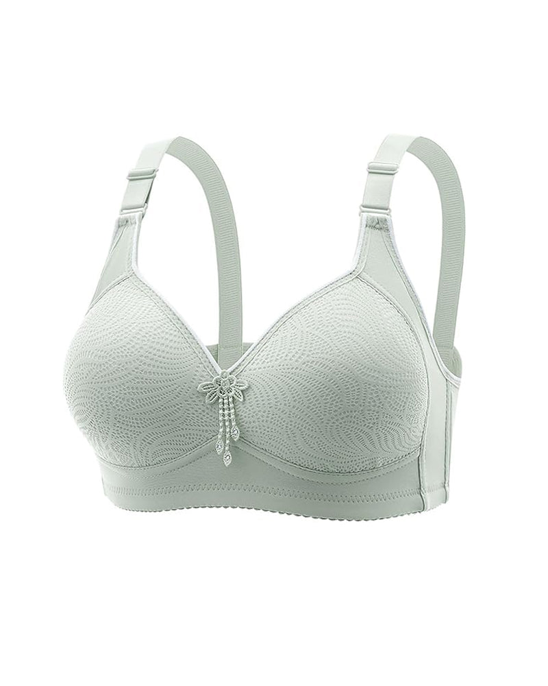 Women's Adjustable Support Straps Wirefree Comfort Push Up Jacquard Bra