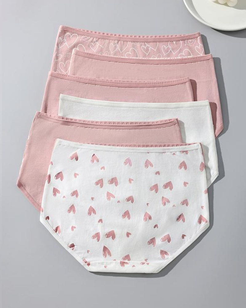 Women's Breathable Soft Love Heart Cotton Printed Panties