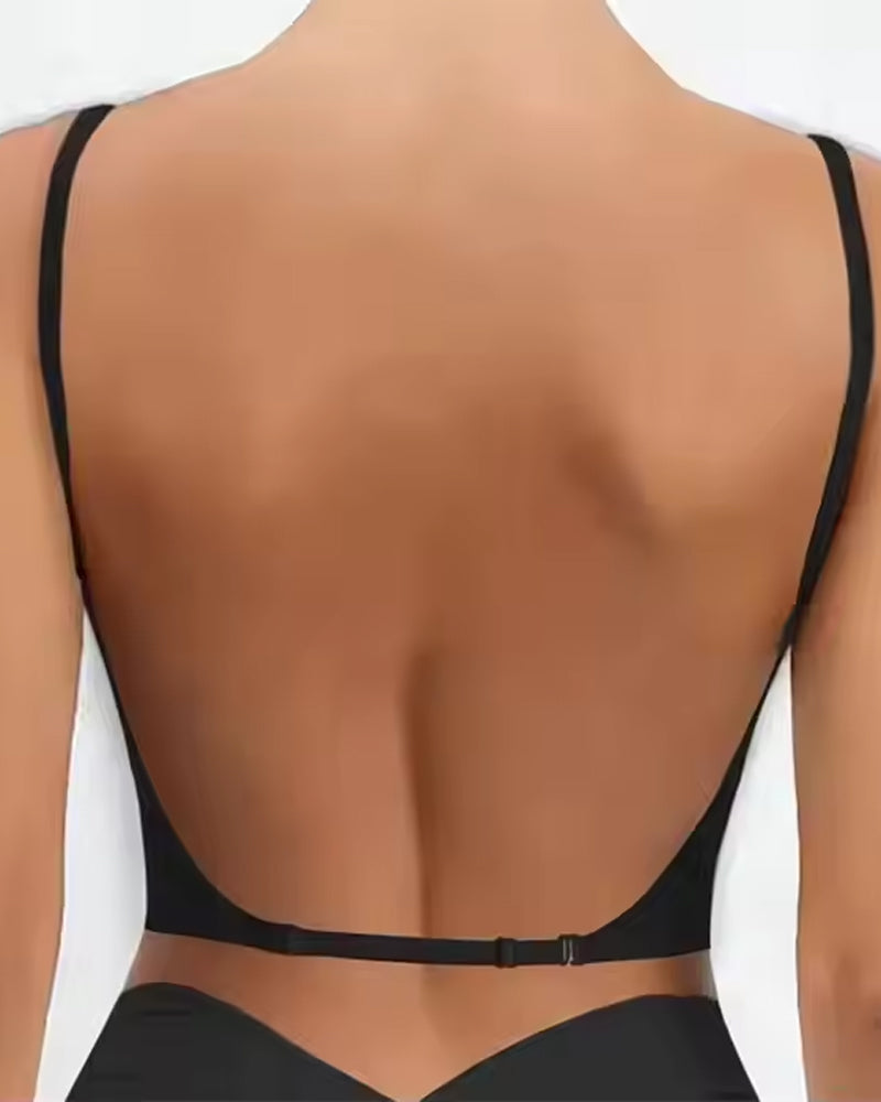 Women's Low Back Seamless Multi-Way Convertible Halter Spaghetti Strap Lifting Bra