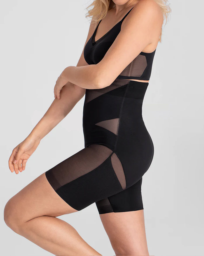 High Waist Double Layer Body Shaping Mesh Tight Tummy Lifting Breathable Shorts