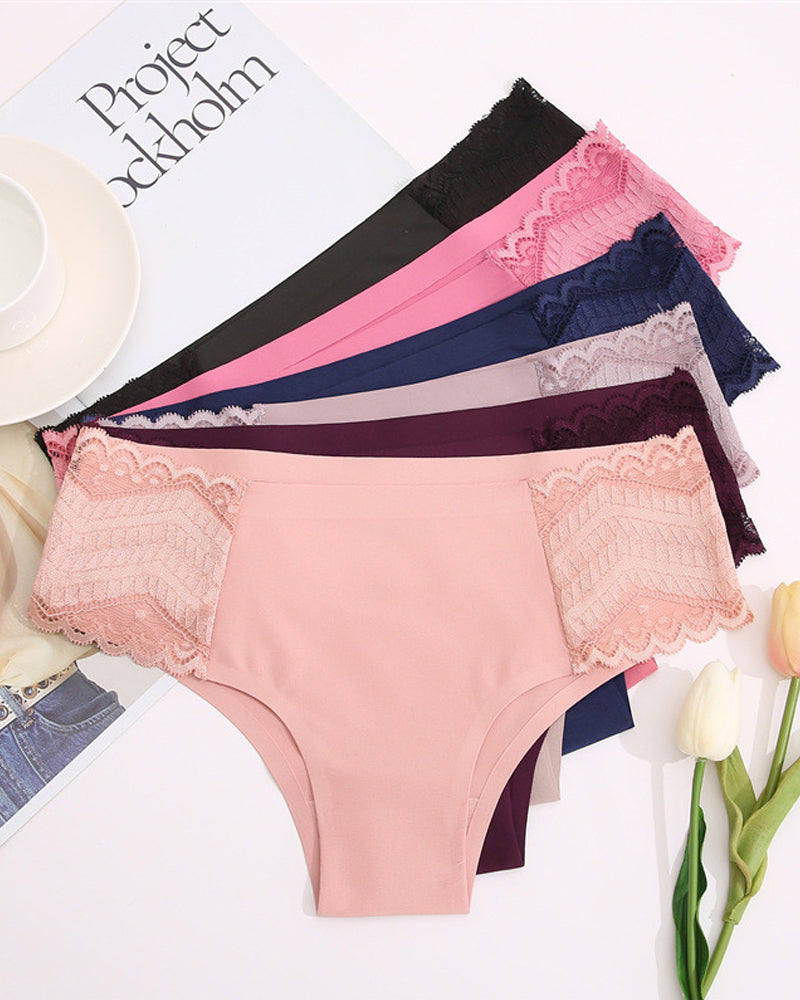 Comfortable Solid Color Milk Silk Lace Stitching Women's Underwear