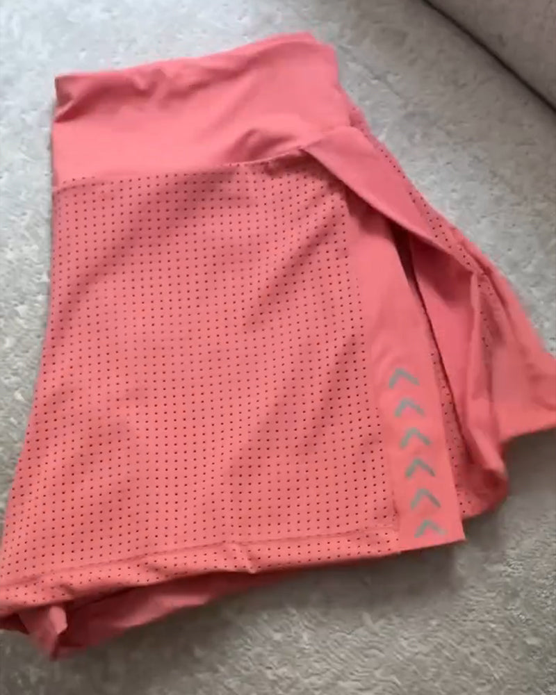 Summer High Waist Side Slits With Pockets Breathable Stretch Yoga Sports Fitness Shorts