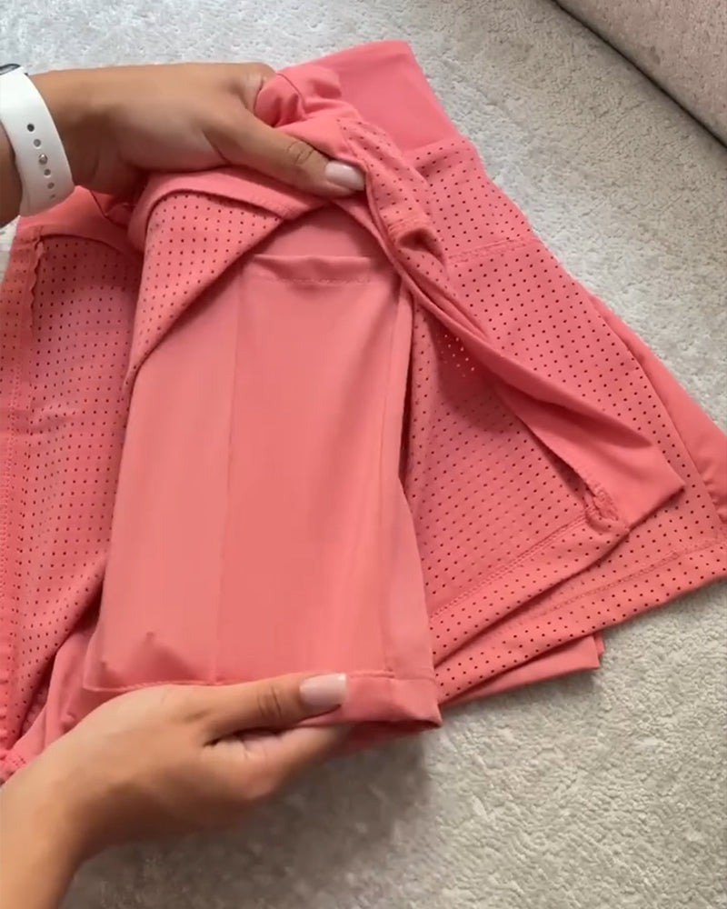 Summer High Waist Side Slits With Pockets Breathable Stretch Yoga Sports Fitness Shorts