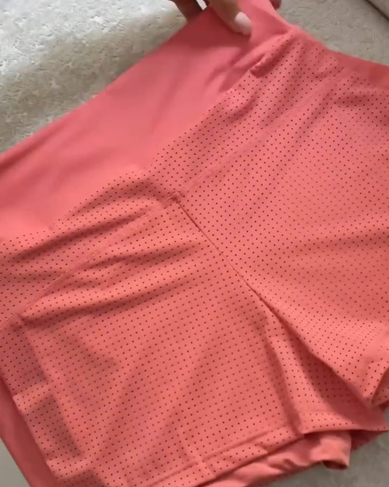 Summer High Waist Side Slits With Pockets Breathable Stretch Yoga Sports Fitness Shorts