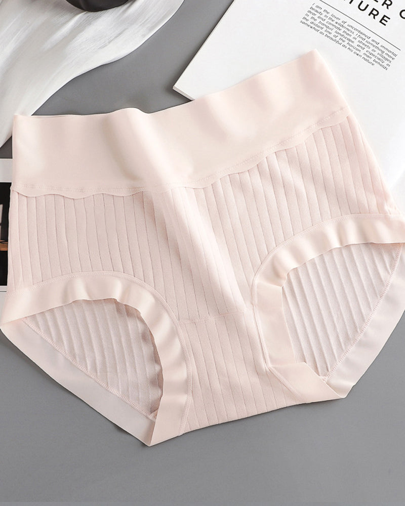 Women's Pure Cotton Antibacterial Crotch High Waist Light Belly Underwear