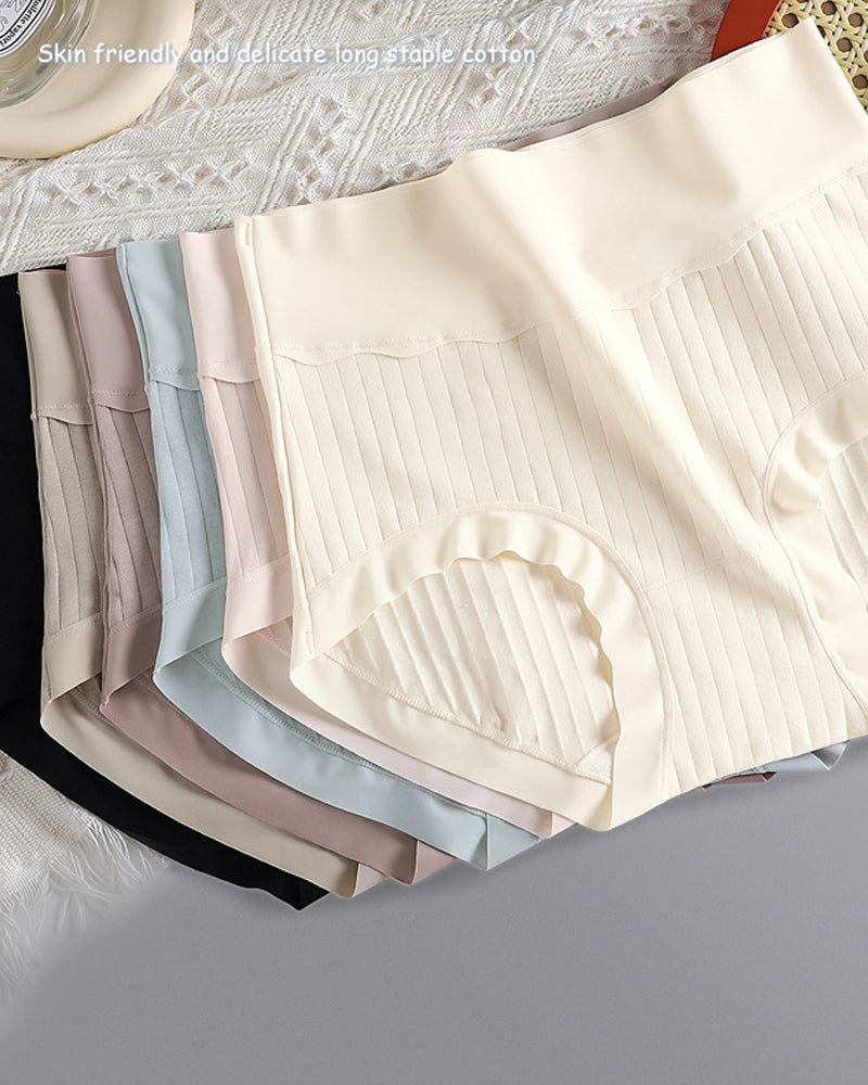Women's Pure Cotton Antibacterial Crotch High Waist Light Belly Underwear