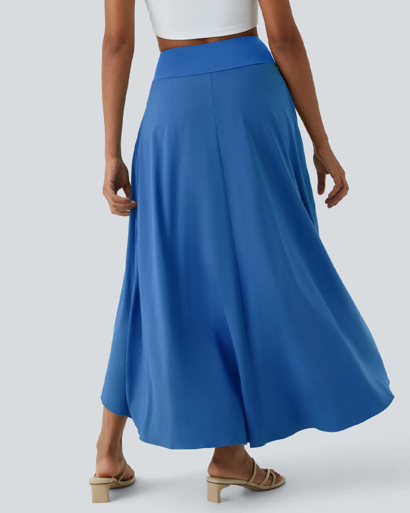 High Waist High and Low Ruffles Two-In-One Elegant Quick-Drying Casual Irregular Beach Holiday Long Skirt