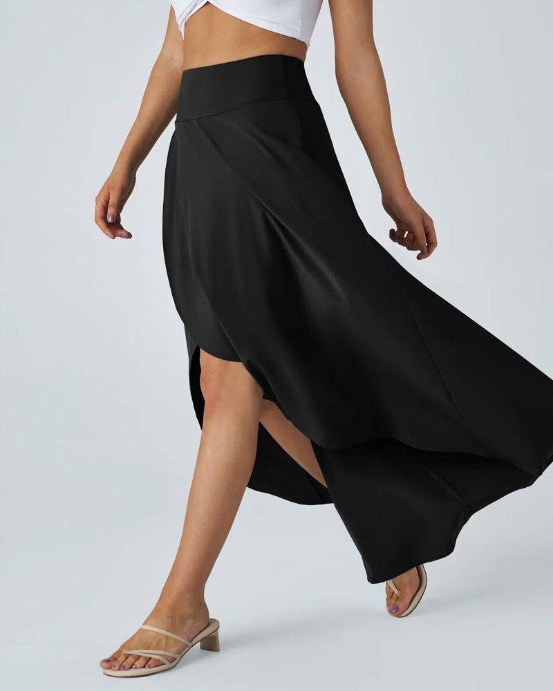 High Waist High and Low Ruffles Two-In-One Elegant Quick-Drying Casual Irregular Beach Holiday Long Skirt