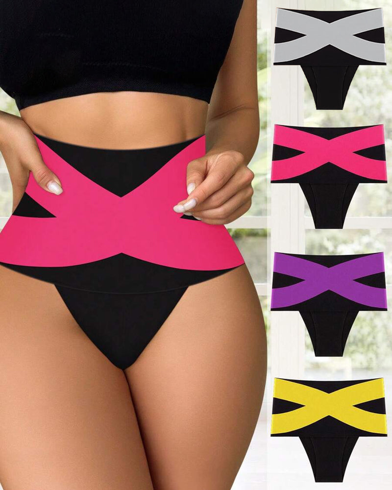Women's High Waist Breathable Cross Color Comfortable Underwear