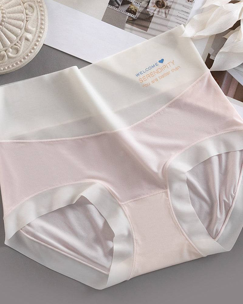 Women's High Waist Ice Silk Pure Cotton Antibacterial Crotch Seamless Underwear