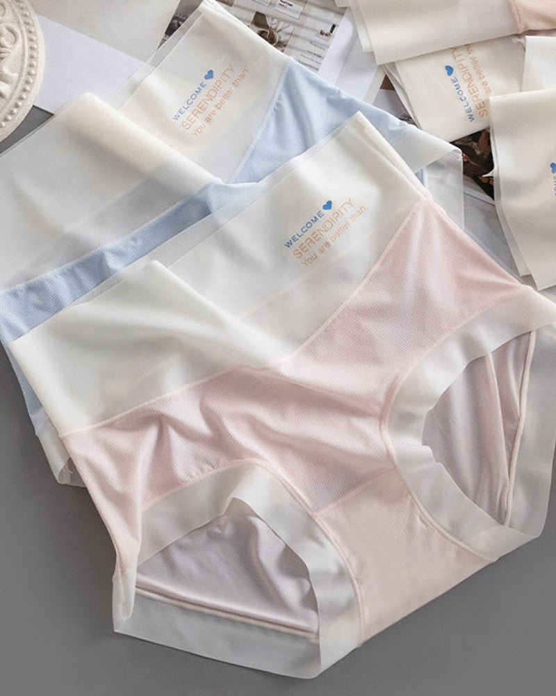 Women's High Waist Ice Silk Pure Cotton Antibacterial Crotch Seamless Underwear