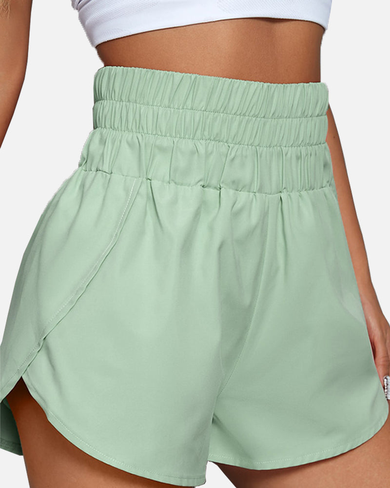 Women's Solid Color High Waist Casual Comfortable Stretch Quick-Drying Sports Shorts