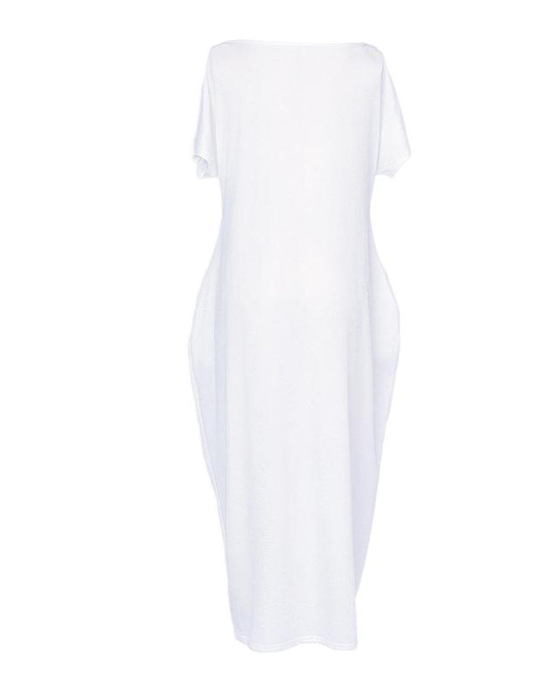 Women's Solid Color Bat Sleeve Casual Comfortable Short Sleeve Dress