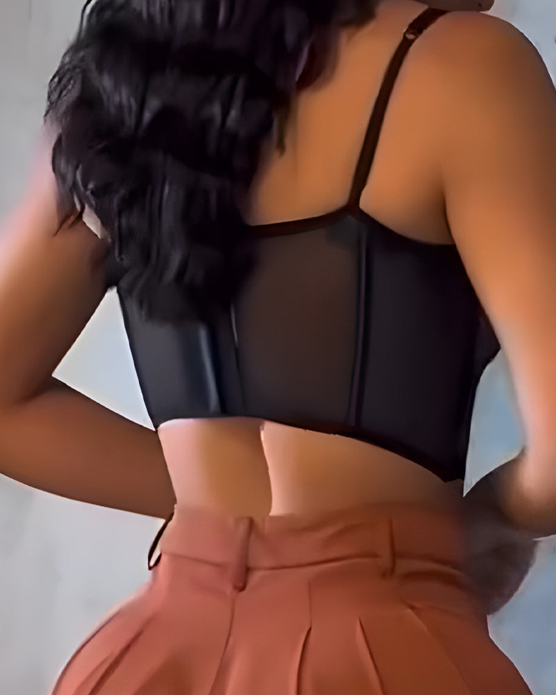 Sexy Sheer Mesh Push-Up Corset Top