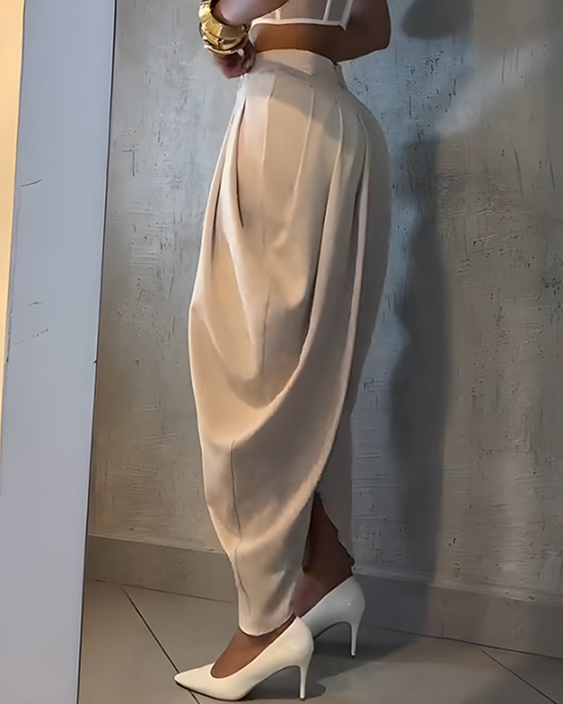 Casual High Waist Loose Ruched Irregular Pants