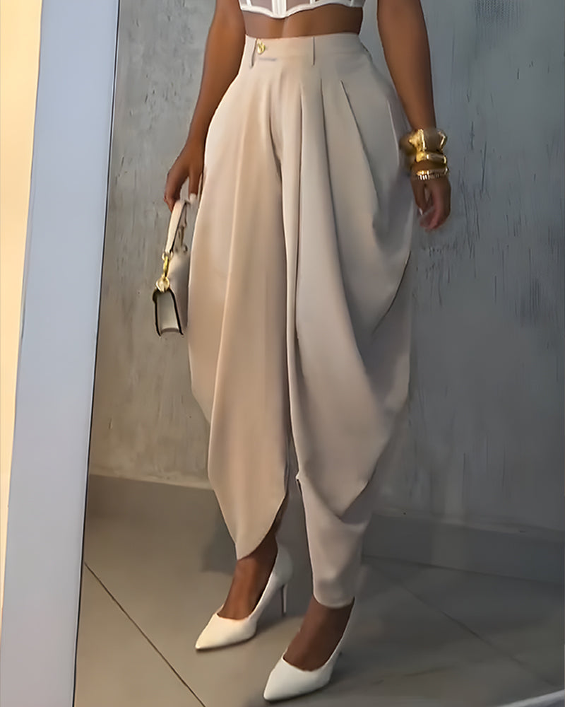 Casual High Waist Loose Ruched Irregular Pants