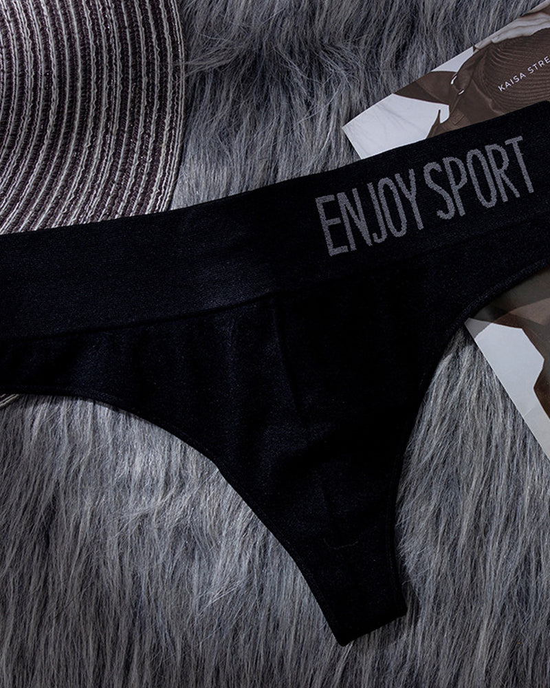 Women's Sexy Seamless Sports Fitness Letter Wide Waist Briefs