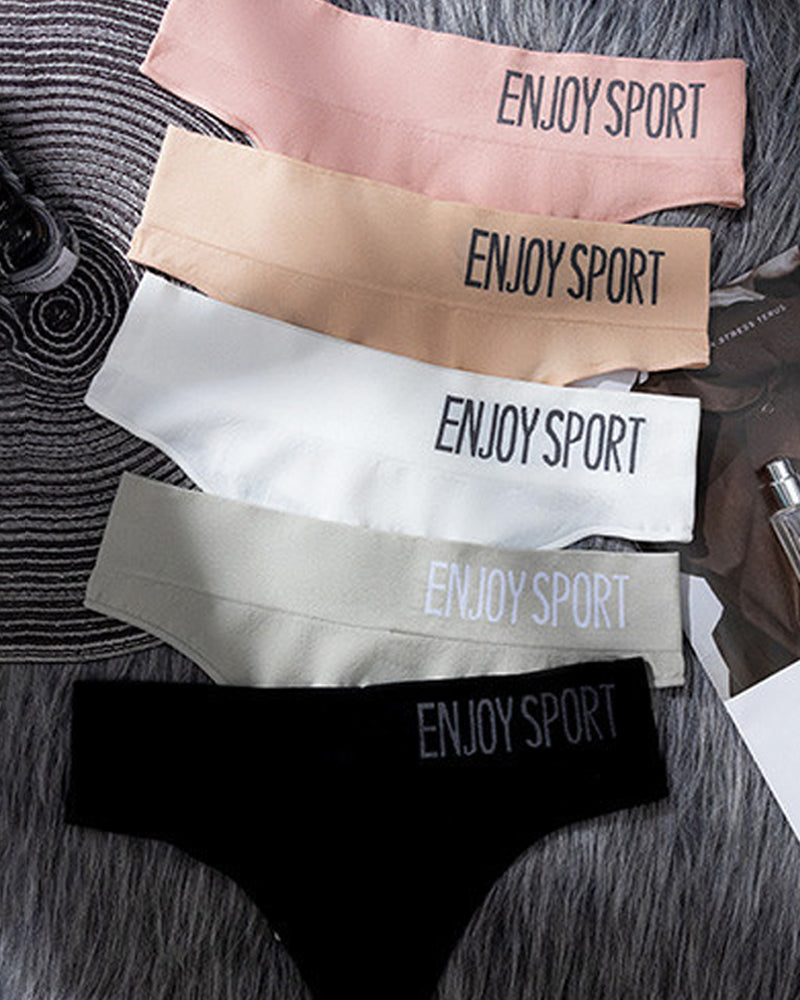 Women's Sexy Seamless Sports Fitness Letter Wide Waist Briefs