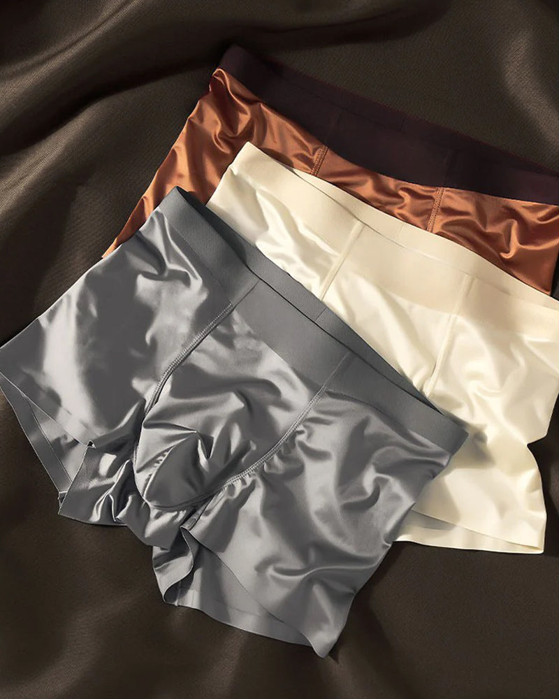 Men's Ice Silk Mulberry Silk Antibacterial Boxer Briefs