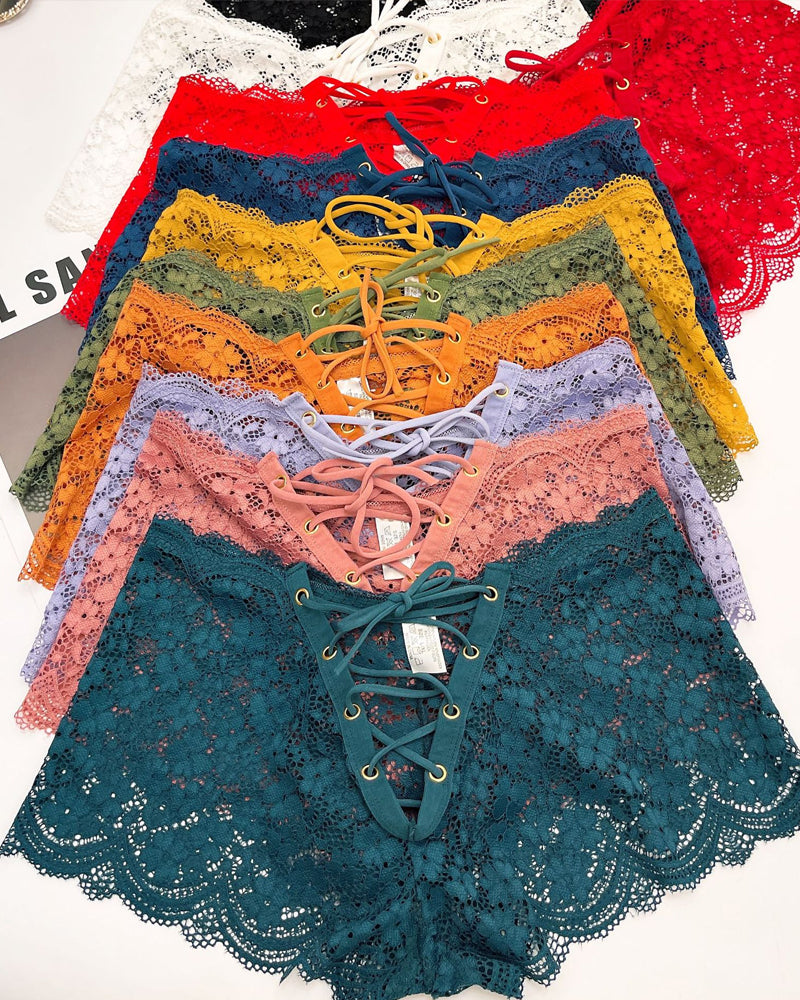 Women's Sexy Flower Lace Back Waist Tie Design Panties