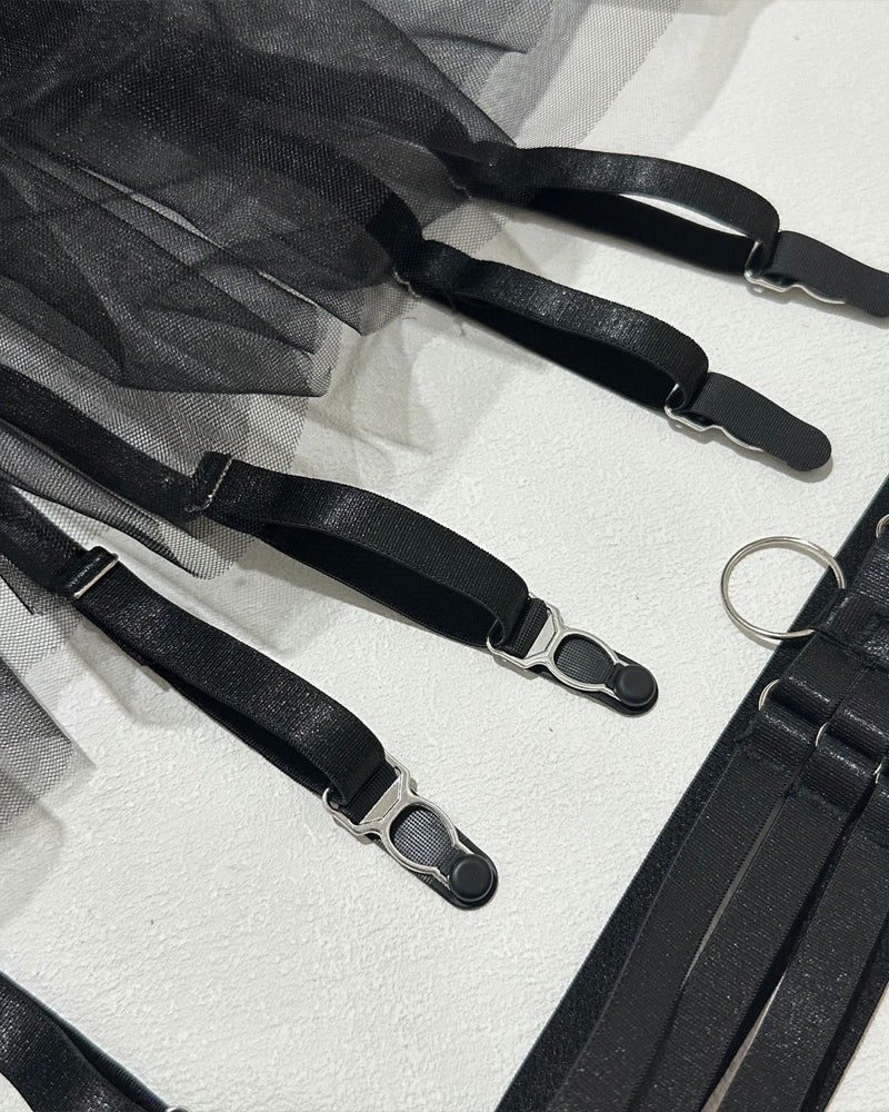 Sexy Lace See-Through Mesh Tulle Skirt Six-Piece Set