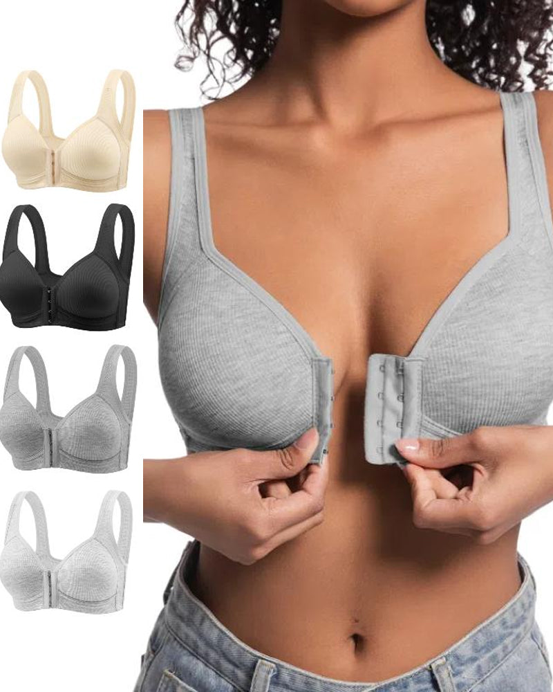 3-Pack Seamless Adjustable Front-Clasp Wireless Push-Up Bras