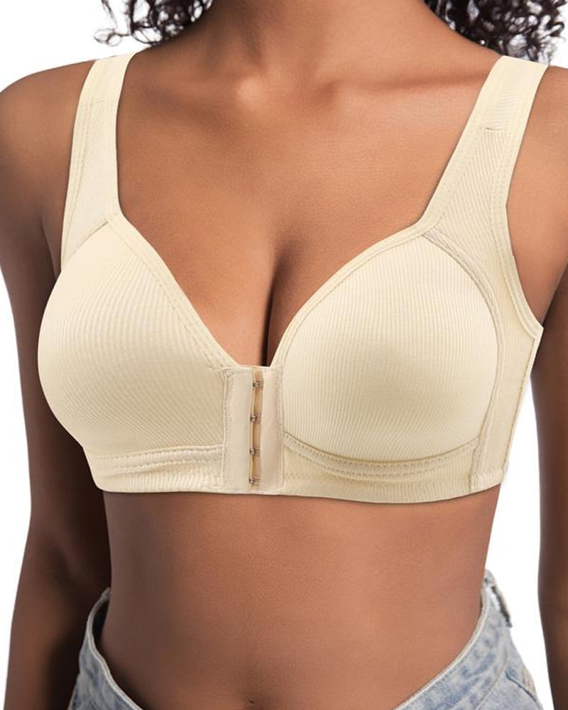 3-Pack Seamless Adjustable Front-Clasp Wireless Push-Up Bras