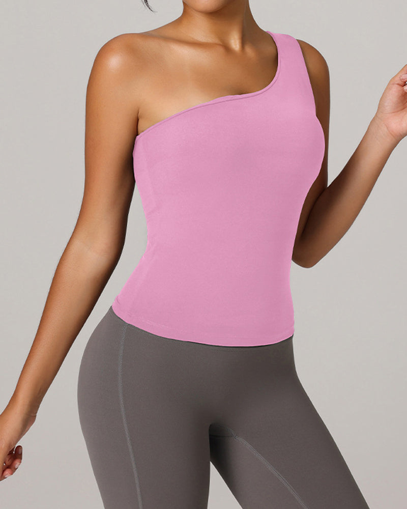 One-Shoulder Waist-Hugging Quick-Drying Sports Vest