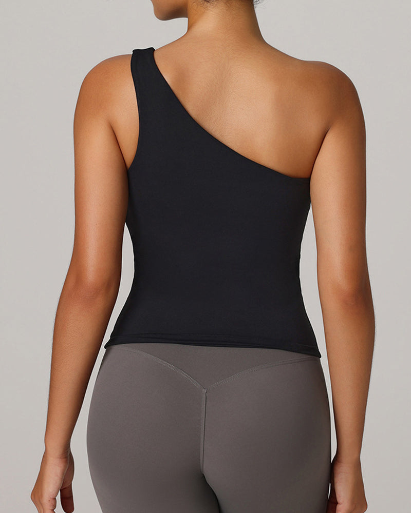 One-Shoulder Waist-Hugging Quick-Drying Sports Vest