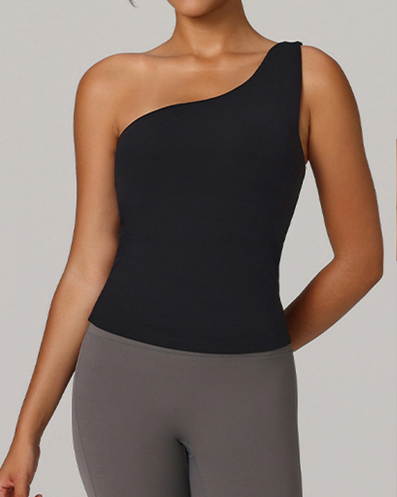 One-Shoulder Waist-Hugging Quick-Drying Sports Vest